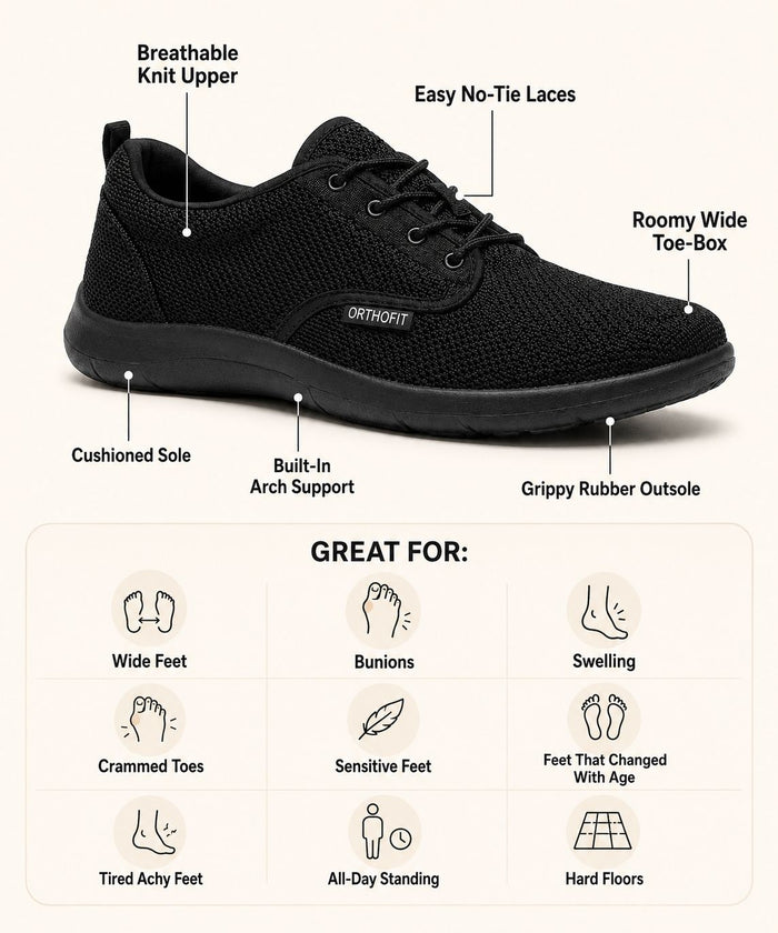 ORTHOFIT WIDE TOE BOX COMFORT SNEAKERS — Built for Exactly What Your Feet Told Us